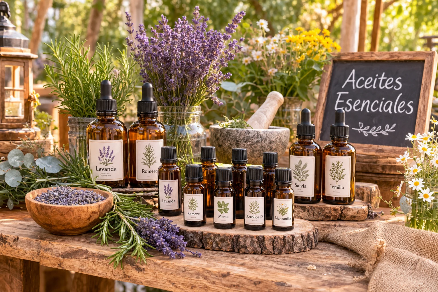 Frascos y hierbas aromáticas