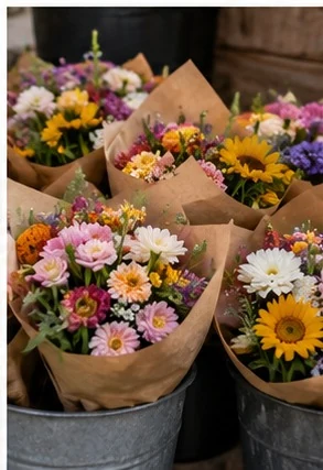 Ramos de flores de distintos colores